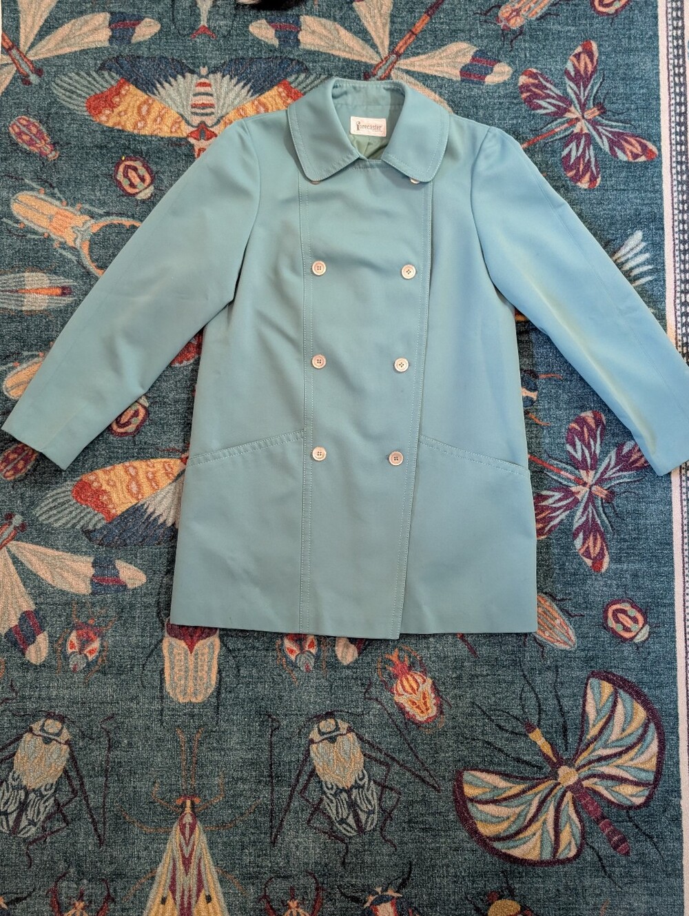Vintage Forecaster of Boston Double Breasted Teal Trench Coat 9/10